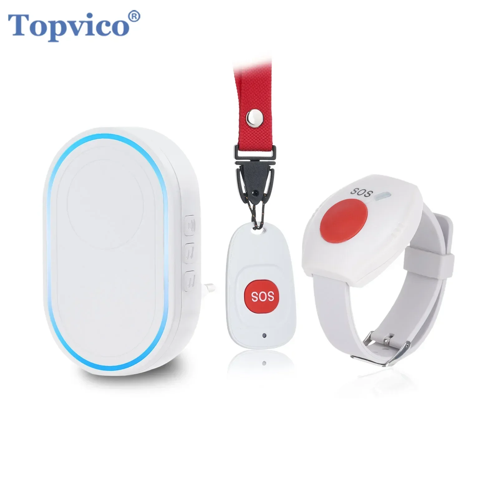 Home Security Upgrades - Bezprzewodowy pager dla opiekunów Topvico, przycisk