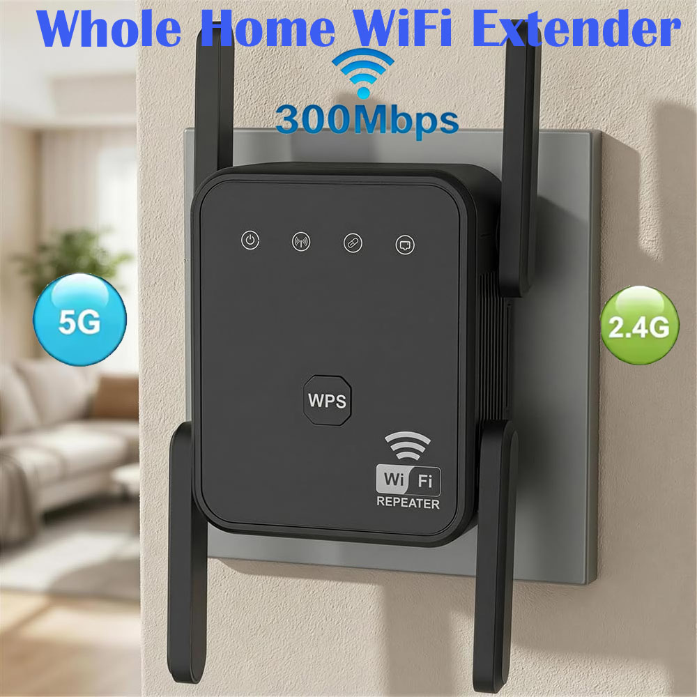 Home Security Network - Nowy wzmacniacz WiFi 2026, 300Mbps, 2.4GHz,