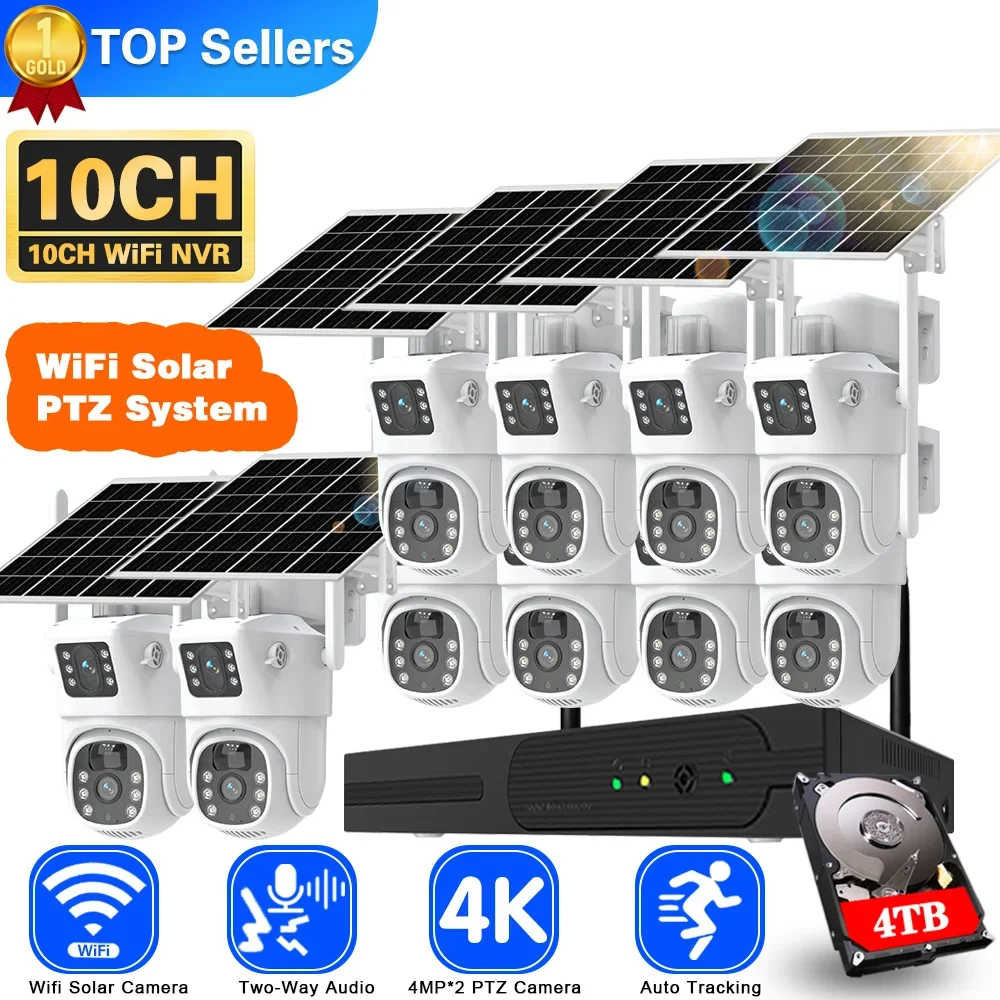Camera Solar Wireless - 4K 8MP podwójny obiektyw System kamer