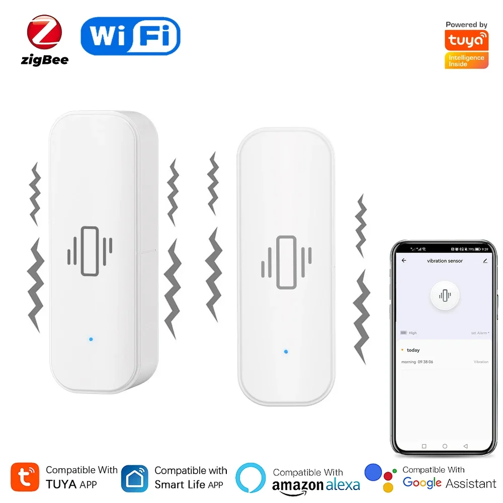 Home Security And Monitoring - Tuya WiFi/Zigbee inteligentny czujnik wibracji ochrona