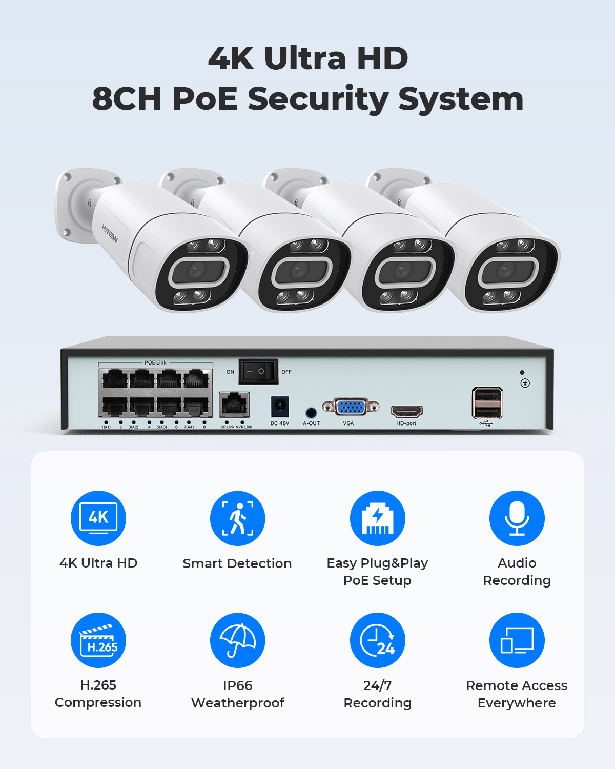 H.View 4K 5Mp 8Mp Poe CCTV Sys – Home Security Deals recenzja i cena